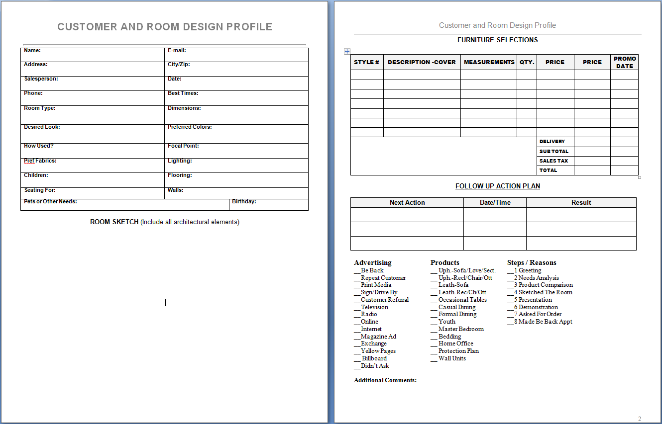 Room Design Profile Sample